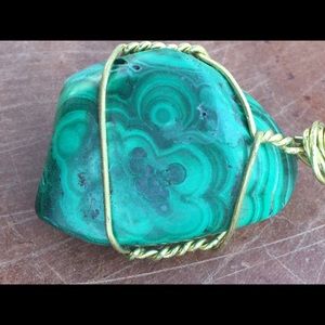 Wire Wrapped Malachite Unisex Necklace
